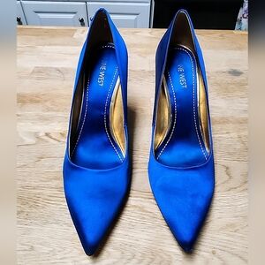 Nine West Women's Blue Satin Heels, 8.5